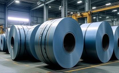 Image showing steel coils prepared for shipping logistics